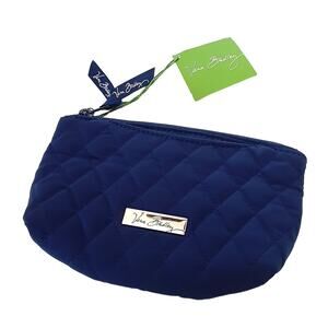 Vera Bradley Mirror Cosmetic Bag Lapis Blue Quilted Cotton Travel Case NWT